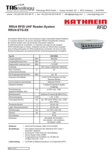 RRU4 RFID UHF Reader-System RRU4-ETG-E6 - RFID Webshop