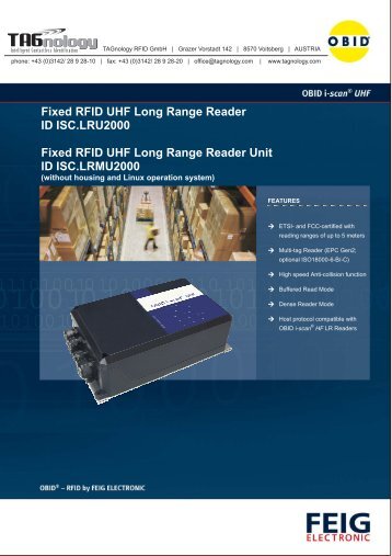Fixed RFID UHF Long Range Reader ID ISC ... - RFID Webshop