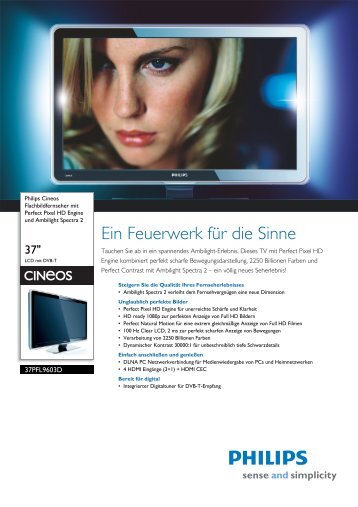 37PFL9603D/10 Philips Flachbildfernseher mit Perfect Pixel HD ...