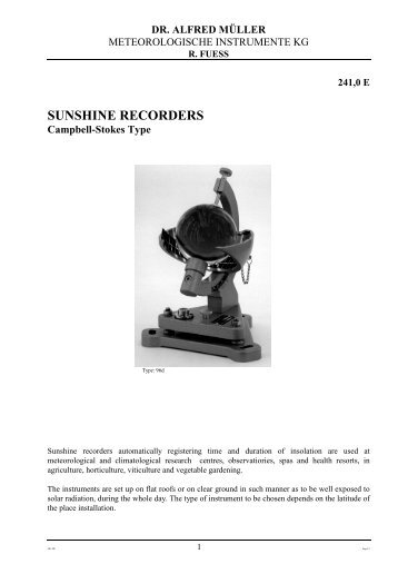 SUNSHINE RECORDERS - Meteorologische Instrumente KG