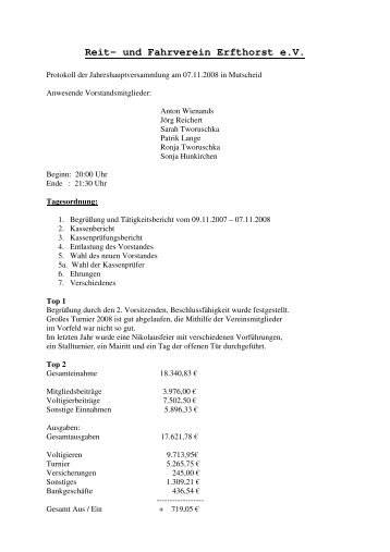 Protokoll Jahreshauptversammlung 2008 - Reit- und Fahrverein ...