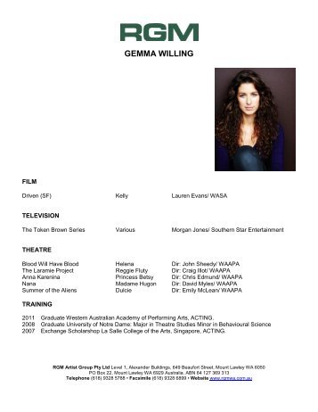 Gemma Willing CV - RGM Artist Group WA