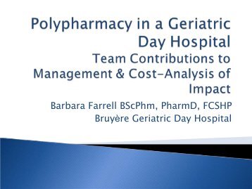 Polypharmacy in a Geriatric Day Hospital - Regional Geriatric ...