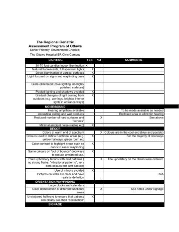 Senior Friendly Physical Environment Checklist - Regional Geriatric ...