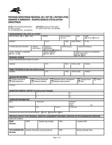 geriatric assessment outreach team intake form - Regional Geriatric ...