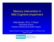 Memory Intervention - Regional Geriatric Program of Eastern Ontario