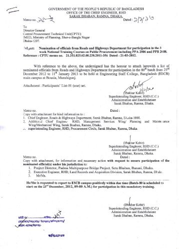 Nomination of Officials from Roads and Highways Department for ...