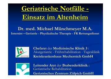 Geriatrische NotfÃ¤lle - Einsatz im Altenheim - Rhein-Erft-Kreis