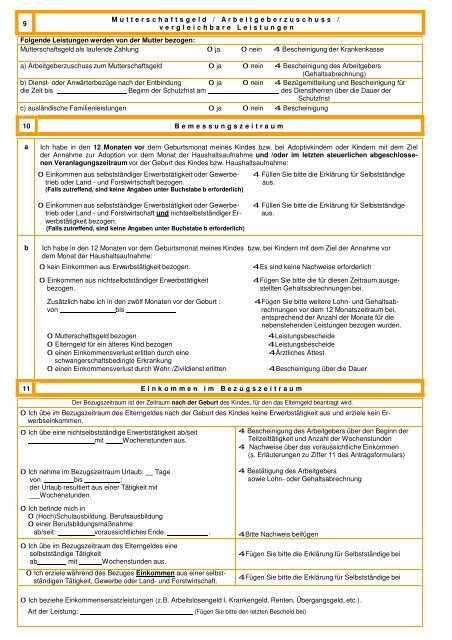 Elterngeld-Antrag (seit 2013) Nicht barrierefrei, fremde(s)