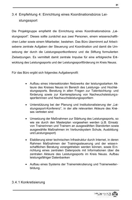 Masterplan Leistungssport - Rhein-Kreis Neuss