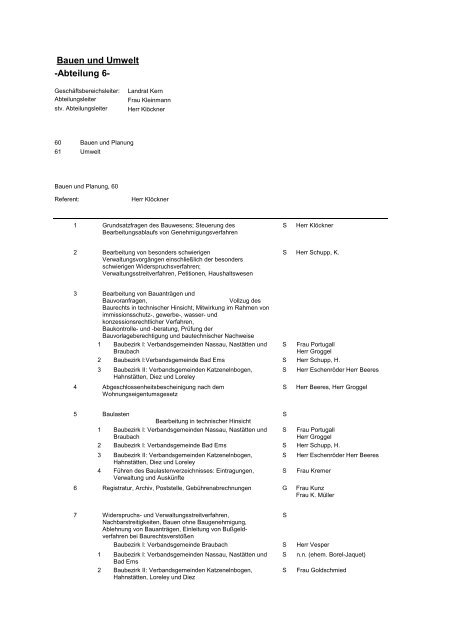 -Abteilung 6- Bauen, Planung und Umwelt - Rhein-Lahn-Info