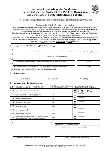 Antrag Sekundarstufe II - Rhein-Lahn-Info