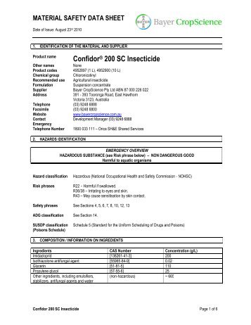 Material safety data sheet - Bayer CropScience