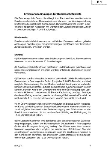 Emissionsbedingungen für Bundesschatzbriefe - Finanzagentur ...