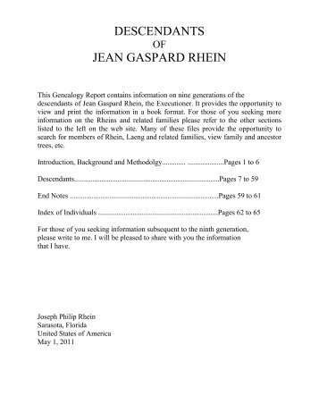 descendants jean gaspard rhein - Rhein And Laeng Of Herrlisheim