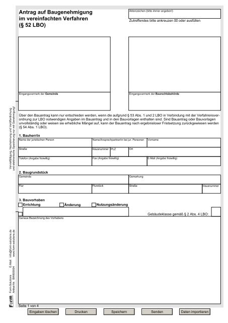 Antrag auf baugenehmigung im vereinfachten verfahren Antrag auf baugenehmigung im vereinfachten verfahren
