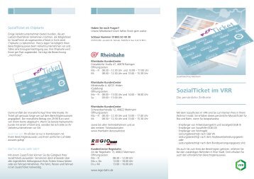 Informationen zum SozialTicket Mettmann - Rheinbahn