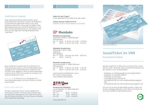 Informationen zum SozialTicket Mettmann - Rheinbahn