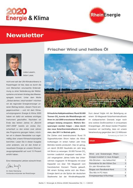 Energie & Klima 2020 Newsletter Nr. 1-1/2010 - RheinEnergie AG
