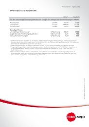 Preisblatt Baustrom, Stand 1.4.2013 - RheinEnergie AG