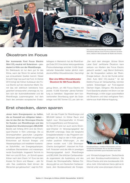 Energie & Klima 2020 - Newsletter 3/2013 - RheinEnergie AG