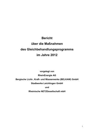 Gleichbehandlungsbericht 2012 - RheinEnergie AG