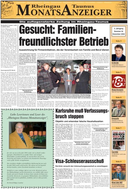 Ausgabe 32 (Dezember 2004) - Rheingau-Taunus-Monatsanzeiger