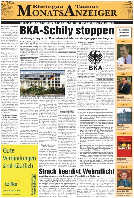 Ausgabe 22 (Januar 2004) - Rheingau-Taunus-Monatsanzeiger