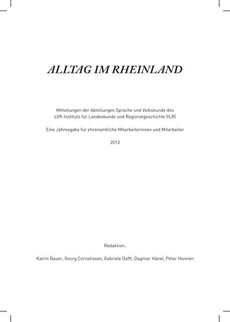 ALLTAG IM RHEINLAND - Institut für Landeskunde und ...