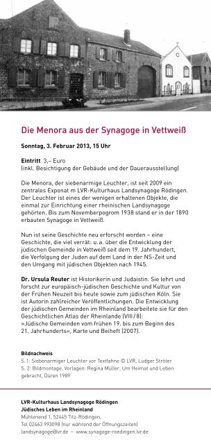 Die Menora aus der Synagoge in Vettweiß Vortrag von Dr. Ursula ...