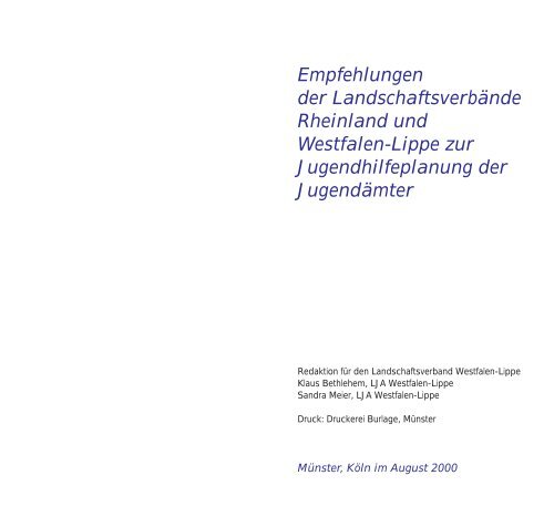 Empfehlungen zur Jugendhilfeplanung - Landschaftsverband ...