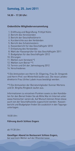 Flyer zur Jahrestagung 2011 - Rheinischer Verein