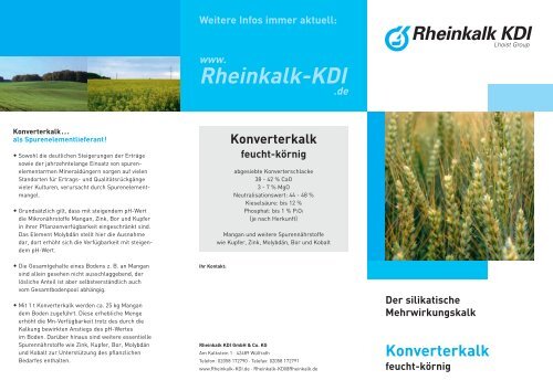 Flyer "Konverterkalk feucht-kÃ¶rnig - Der silikatische ... - Rheinkalk KDI