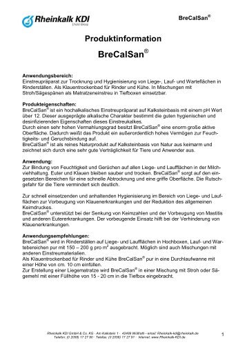 Produktinformation BreCalSan - Rheinkalk KDI