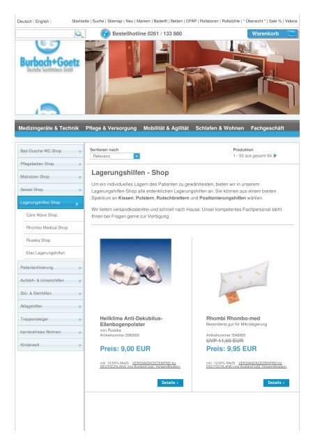 Lagerungshilfen - Shop vom Sanitätshaus Burbach + Goetz