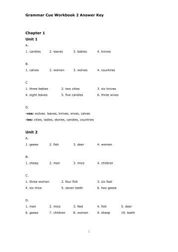 Grammar Cue Workbook 2 Answer Key Chapter 1 Unit 1 Unit 2