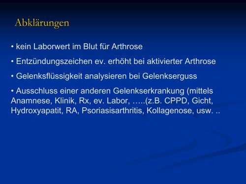 Workshop Arthrose Abklärung und Behandlung - Rheuma Schweiz