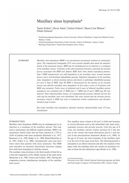 Maxillary sinus hypoplasia* - ResearchGate