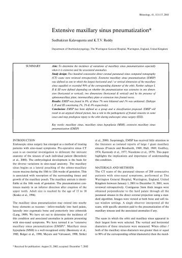 Extensive maxillary sinus pneumatization* - Rhinology Internation ...