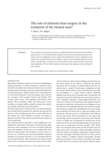 The role of ethmoid sinus surgery in the - Rhinology Internation ...