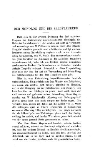 DER MONOLOG UND DIE SELBSTANREDE