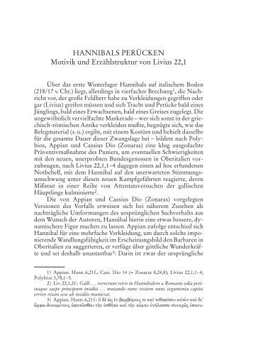 HANNIBALS PERÜCKEN Motivik und Erzählstruktur von Livius 22,1