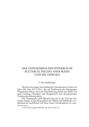 DER OSTRAKISMOS DES HYPERBOLOS: PLUTARCH, PSEUDO ...