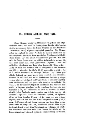 Die Historia Apollonii regis Tyri.