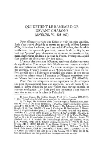 QUI DETIENT LE RAMEAU D'OR DEVANT CHARON?