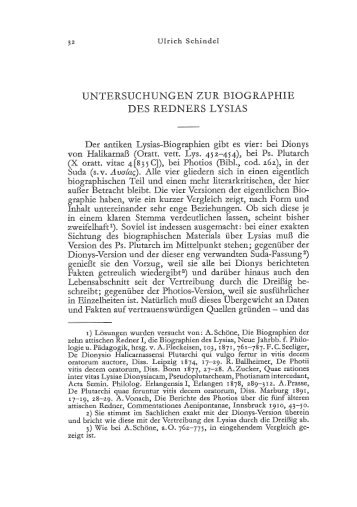 UNTERSUCHUNGEN ZUR BIOGRAPHIE DES REDNERS LYSIAS