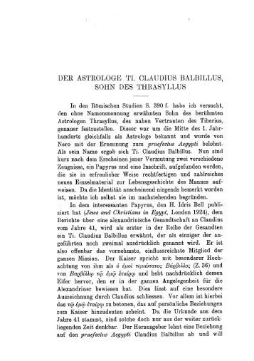 der astrologe t'l claudius balbillus, sohn des thrasyllus