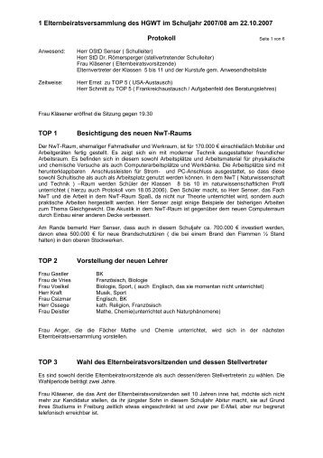 Protokoll der Elternbeiratssitzung vom 22 - RHNet