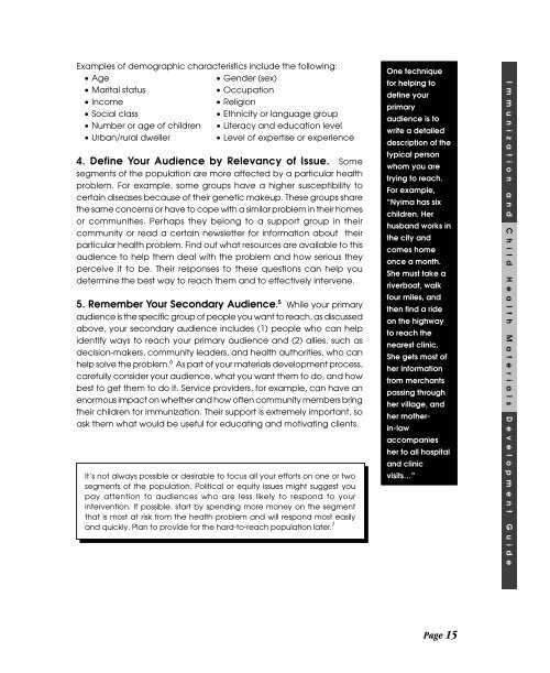 Immunization and child health materials development guide pdf