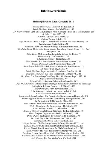Inhaltsverzeichnis 2011 als PDF - Landkreis RhÃ¶n-Grabfeld